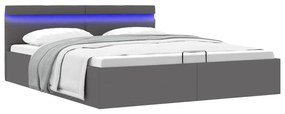 Giroletto Contenitore Idraulico Led Grigio Similpelle 160x200cm /