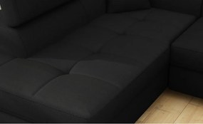 Divano angolare nero allungabile/con contenitore (con penisola a sinistra/a L) Anton – ELTAP