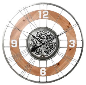 Orologio da Parete Home ESPRIT Argentato Naturale Cristallo Ferro Vintage 90 x 9,5 x 90 cm