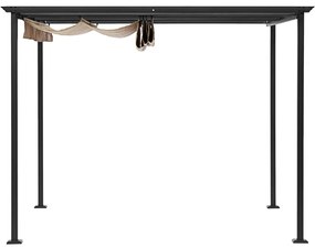 Pergola 3x3 da Giardino Esterno, Top in Poliestere Retrattile Ecrù 180 g/mq, Struttura in Acciaio per Terrazza, Piscina