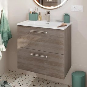 Base sospesa Remix 2 cassetti, L60 X P45 X H57.7 cm rovere grigio