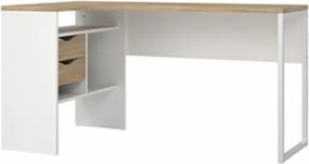 Scrivania Angolare Con Cassetti 145x81x77h Function Plus Bianco E Quercia