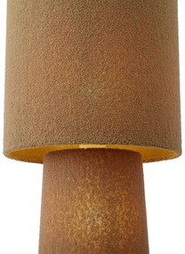 Lampada da terra Japandi marrone in tessuto teddy a 2 luci - Trombet