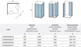 Box Doccia H190 Doppia Anta a Libro Trasparente Profili Neri 6mm Anticalcare