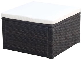 Poggiapiedi ottomana in polyrattan 53x53x30 cm marrone