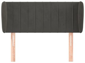 Testiera ad orecchio grigio scuro 103x23x78/88 cm in velluto