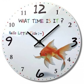 Orologio da parete per bambini di qualità con un pesce rosso, 30 cm
