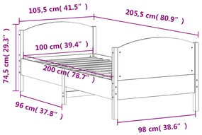 Giroletto con Testiera 100x200 cm Legno Massello di Pino