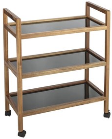 Scaffale per il bagno nero/di colore naturale in acacia massiccia 65x76,5 cm Fondi – Wenko