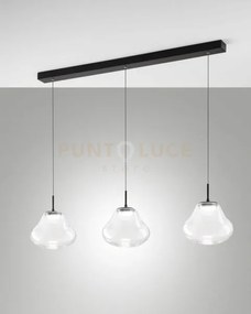 Deva sospensione trasparente 3 luci lineare  a led cct 2700k - 3000...