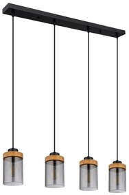 Globo 15557-4H - Lampadario a sospensione con filo FINCA 4xE27/40W/230V metallo/legno