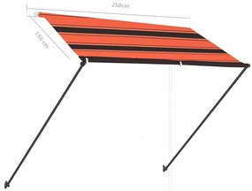 Tenda da Sole Retrattile con LED 250x150 cm Arancione e Marrone