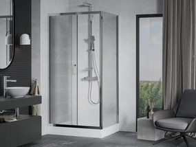 Mexen Apia cabina doccia scorrevole 100 x 80 cm, trasparente, cromo + piatto doccia Rio - 840-100-080-01-00-4510