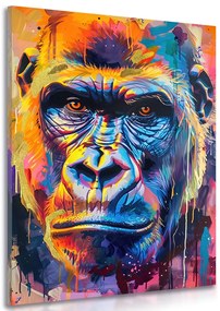 Stampa su tela – Gorilla con imitazione di pittura