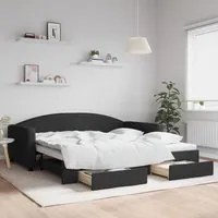 Divano Letto Estraibile con Cassetti Nero 100x200 cm in Tessuto 3197231