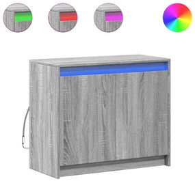 Credenza con led grigio sonoma 72x34x61 cm in legno multistrato