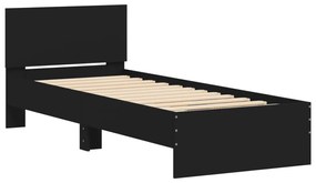 Giroletto con testiera e led nero 75x190 cm