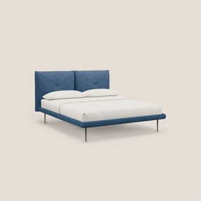 Jolie letto a doppio pannello con piedi alti in metallo in tessuto smacchiabile T18 blu