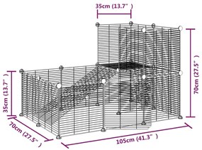 Gabbia per animali 20 pannelli con porta nera 35x35 cm acciaio