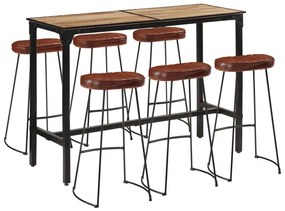 Set Bar 7pz Legno Massello Mango Grezzo E Metallo /
