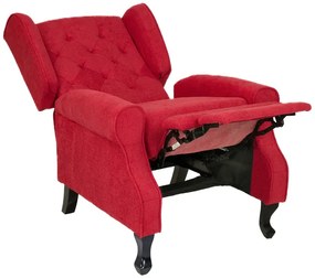 Poltrona relax in tessuto BERGERE Reclinabile con poggiapiedi Rosso
