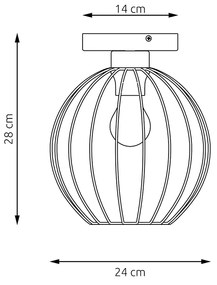 Plafoniera Minimal Industrial Geb 1 Luce Nera