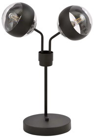Lampada Da Tavolo Moderna Orione Acciaio Nero Trasparente 2 Luci E14 Ip20