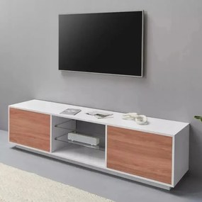 Lowboard Bloom 180 Bianco Laccato/Noce Caracalla - Porta TV 180 x 41,4 x 46 cm