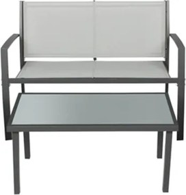 Salotto da esterno in acciaio verniciato con divano, poltrone e tavolo Sierra Grigio