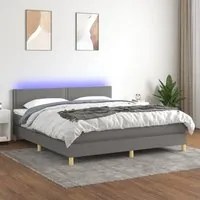 Letto a Molle Materasso e LED Grigio Scuro 180x200cm in Tessuto 3133654