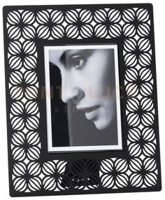 Portafoto di design ikat grande nero in ferro e polimetilmetacrilat...