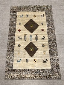 Gabbeh Tappeto 150x100 Beige (Iran) Annodato A Mano