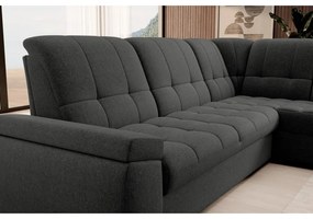 Divano angolare grigio scuro allungabile/con contenitore (con penisola a destra/a L) Sado – ELTAP