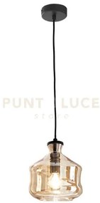 Sospensione pin solo vetro/b ambra cavo nero d.18,5cm h.19cm attacc...