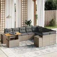 Set Divano da Giardino 10 pz con Cuscini Grigio in Polyrattan 3272803