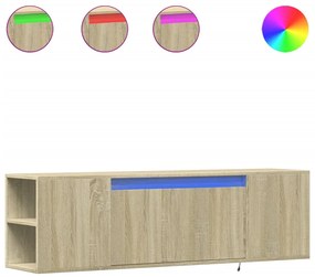 Mobile tv a parete con luci led rovere sonoma 135x31x39,5 cm