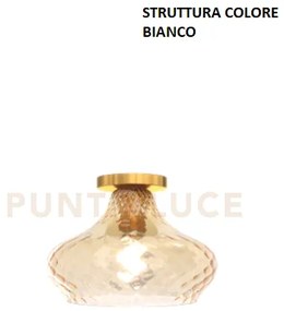 Plafoniera bianco vetro piccolo ambra 1191bi-pl1-am