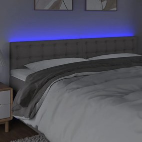 Testiera a led grigio 160x5x78/88 cm in similpelle