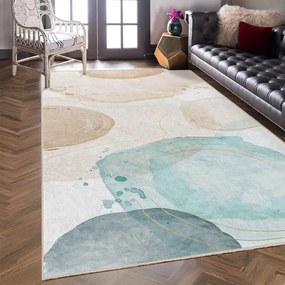 Tappeto color crema/turchese lavabile 80x150 cm Puddle – Mila Home