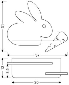 Applique LED per bambini con mensola RABBIT LED/4W/230V grigio/bianco/legno