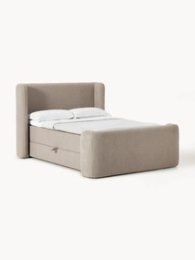 Letto boxsrping in bouclé con contenitore Perla