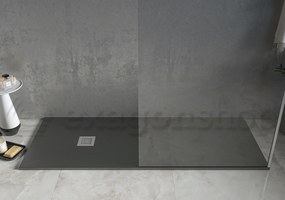 Desio Piatto Doccia 80x100 cm effetto pietra antibatterico da incasso appoggio sopraelevato in Solidstone Antracite