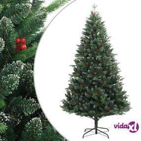 vidaXL Albero Natale Artificiale Incernierato con Bacche Rosse 120 cm