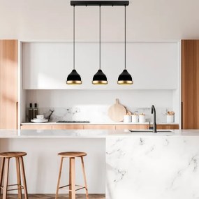 Lampadario a sospensione con cavo YILDO 3xE27/40W/230V nero/oro