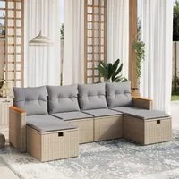 Set Divano da Giardino 6 pz con Cuscini Beige Misto Polyrattancod mxl 113765