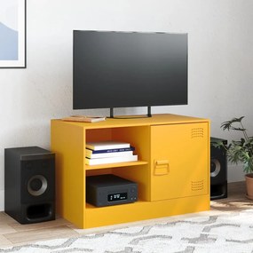 Mobili tv 2 pz giallo senape 67x39x44 cm in acciaio