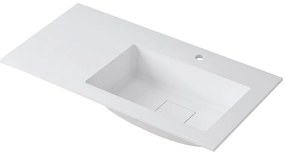 Lavabo a incasso rettangolare vasca a destra L 90.5 x H 15 x P 46 cm in resina bianco lucido