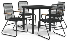 Set da Pranzo da Giardino 5 pz Nero in Rattan PVC