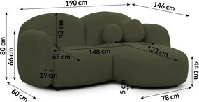 Divano angolare verde (con penisola a destra/con chaise lounge) con rivestimento in bouclé Orbit – Ropez