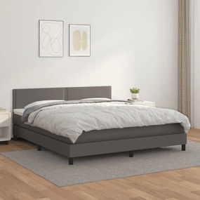 Giroletto A Molle Con Materasso Grigio 160x200 Cm İn Similpelle /